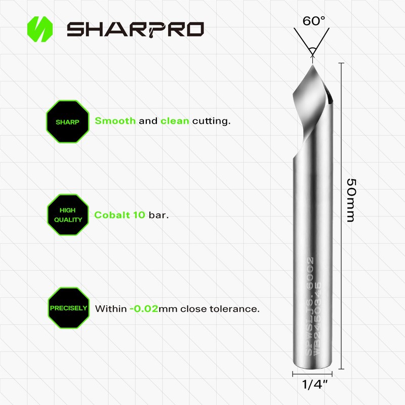SHARPRO Chamfer Router Bits V Groove O Flute Spiral Router