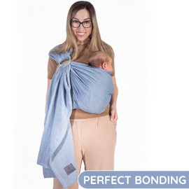 Baby Ring Sling Lightweight 100% Cotton Wrap Newborn, Toddler, Infant, Holder, Adjustable, Breathable, Travel Baby Carrier Sling Dark Blue