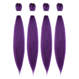 Osuntress Braiding Hair Pre Stretched 14 Inch 4 Bundle, Short Hair Extensions for Braids, Synthetic Braiding Hair Prestretched, Dark Purple