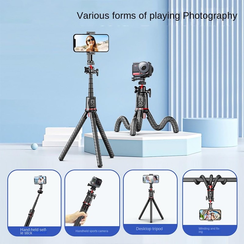 Peakloong Selfie Stick Phone Tripod Stand, Extendable Flexible Octopus Tripod