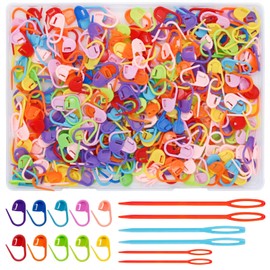 LET'S BEADING Stitch Markers Crochet Hook Markers with Large Eye Blunt Sewing Needles,Colorful Knitting Markers for Knitting Stitch Locking Clips Stitching Weaving Sewing Crafts (400Pcs/Mix Colors)