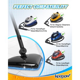 KEEPOW Reusable Steamer Mop Pads Compatible with Wagner 905e, 915e and 925e Steamers, Reusable Cleaning Replacement Pads, for Multi-Surface Floor Cleaning for Powerful, 4 Pack (Mop is Not Included)