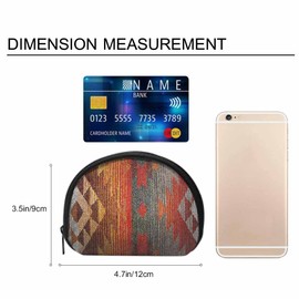IBILIU Small Coin Purse Navajo Style Native American Style Southwest American Orange Grey Mini Wallet Coin Pouch Change Purse For Women Men Girls