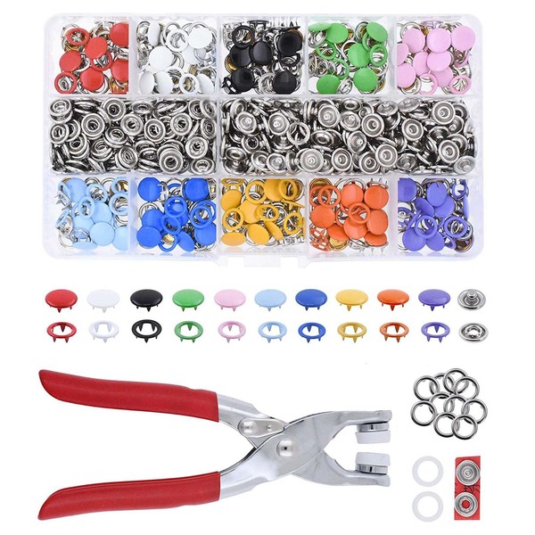 AAED 100 Sets Snap Fasteners Snaps Accessories Sewing Snap Button Set with Pliers Sewing Set Button Tools Set Snap Buttons