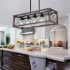 Ship From USA,32" Red Wood Industrial Farmhouse Rectangle Pendant Light,
