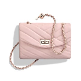 Elegant Black Crossbody Purse for Women - Quilted Design, Adjustable Shoulder Bag, Rotation Lock Seal, Gold Chain Strap, Perfect Birthday Gift.:_Black