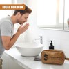 GEEZY PU Leather Mens Toiletry Bag - Travel Wash Bag