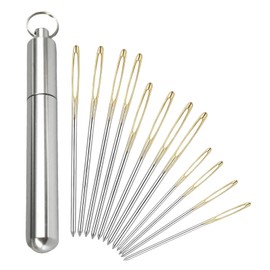 Large-Eye Blunt Needles Set, 12 Pieces with Aluminium Storage Case, for Yarn, Embroidery, Cross Stitch
