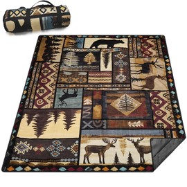 Wruzbxcn Picnic Blankets Vintage Aztec Waterproof Sandproof Picnic Beach Blanket Foldable Portable Travel Large Southwest Rustic Camping Blanket for Outdoor Beaches,Parks,Hiking- 80" X 60"