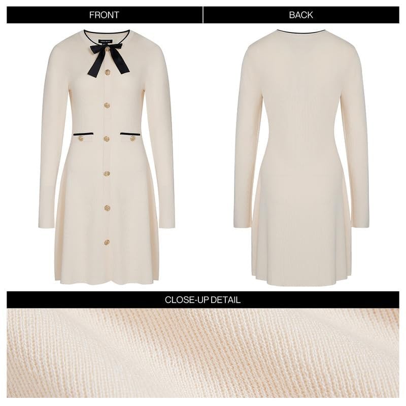 URBAN REVIVO Women's Sweater Dress Long Sleeve Knitted Dresses Button