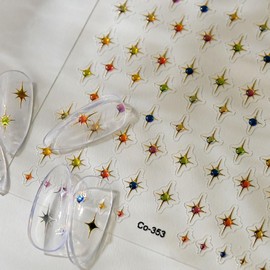 5D Embossed Nail Art Stickers Star Nail Decals Gold Gems Self-Adhesive Nail Stickers for Nails Art 3D Quadrangular Star Design Red Manicure Decorations Nails Supplies for Women