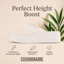 CUSHIONAIRE Women's Pippin thong platform sandal with +Memory Foam, White 8