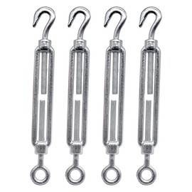 (Pack of 4) Turnbuckle Wire Tensioner M8 Adjustable Turnbuckles Hook and Eye Rope Tension (4 Pieces, M8)