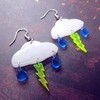 Lightweight Thunder Lightning Bolt Rain Cloud Dangle Earrings with Stainless