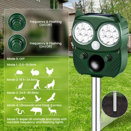 Cat Repellent Outdoor, Solar Ultrasonic Animal Repellent Outdoor with Motion Sensor Waterproof Cat Deterrent to Scare Cats Dog Deer Raccoon Skunk Squirrel