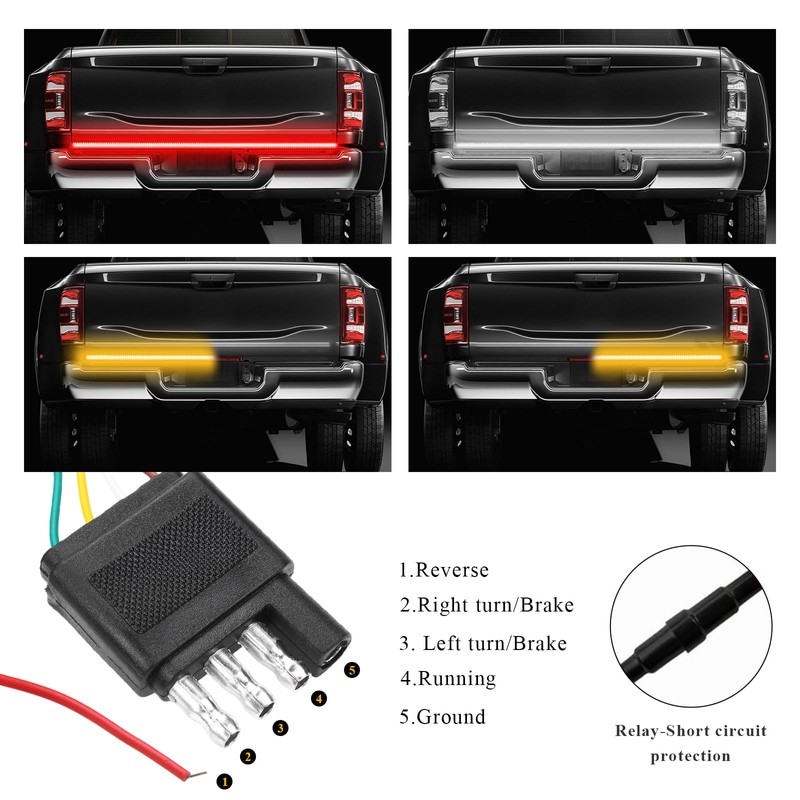 MUQIDA Tailgate Light Bar, 59 Inch Triple Row LED Strip