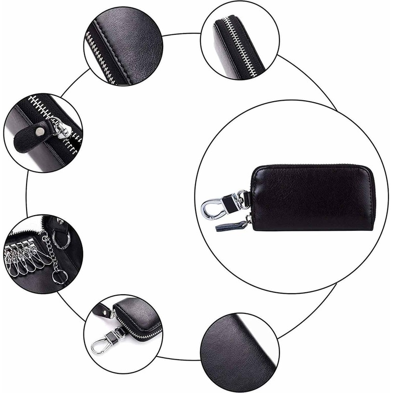 Leather Key Holder Wallet – Multi-Functional Zipper Key Case with