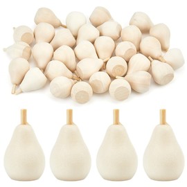 GORGECRAFT Pack of 30 Unpainted Wooden Pears Graffiti Wooden Figures Made of Artificial Fruits Decorative Blank Wooden Ornament Unpainted DIY Painting Crafts for Christmas Tree Decoration Fairies Art