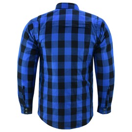 Daniel Smart Men Motorcycle Plaid Shirt All Season Sporty CE Approved Armors Flannel Bikers Shirt with Waterproof Zippers Blue