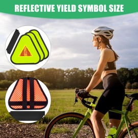 DLUGOPIS 3 Pack Reflective Yield Symbol 7 * 7inch Reflective Safety Triangle Bike Reflective Triangle Sign High Visibility Safety Flag with Magic Adhesive Strap for Safety at Night Bike Recumbent