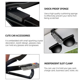 NATUTENT 2 Pack Bling Rhinestones Sunglass Holder for Car Sun Visor, Car Eyeglasses Sunglass Hanger Mount with Ticket Card Clip for Women Girls(White)