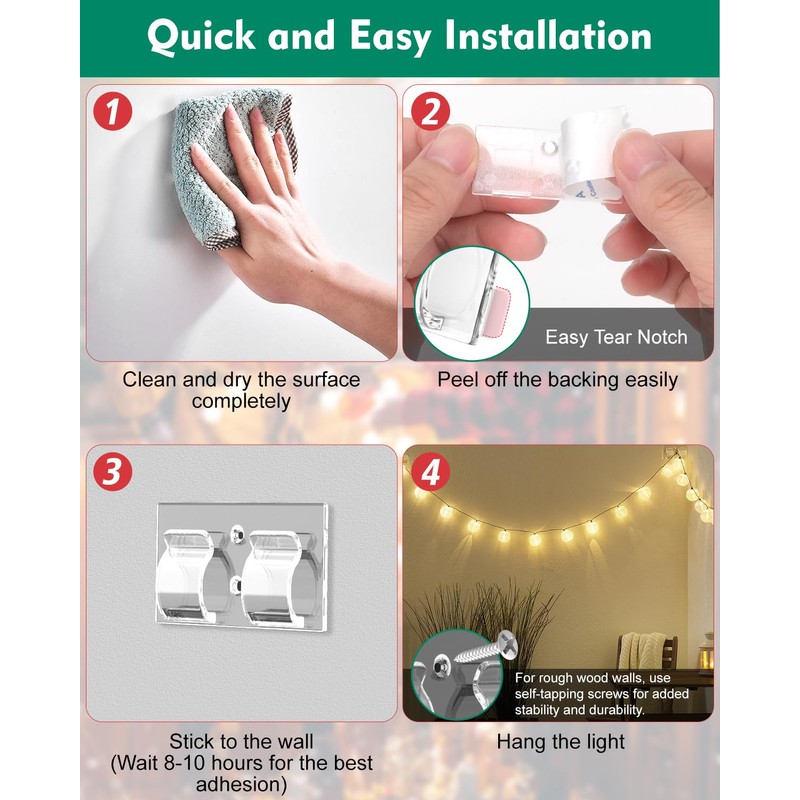 MapeloreCrafted Upgraded Version Outdoor String Lights Hooks: 30Pcs Heavy Duty