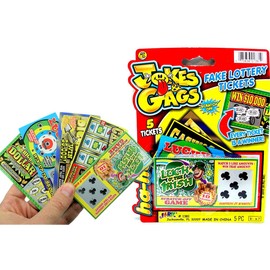 JA-RU Jokes & Gags Fake Lottery Tickets (1 Pack, 5 Tickets Total) Realistic Scratch Off Cards for Kids & Adults. Funny Joke, Gag, Office Pranks for Friend & Family. April Fools Novelty Toys. 1381-1C