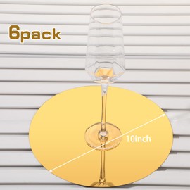 Thyle 10 Inch Acrylic Round Mirrors for Tables Centerpieces Circle Mirrors Candle Plates for Wall Wedding Table Centerpieces for Baby Shower Party, Thickness 1 mm(Gold,6 Pcs)