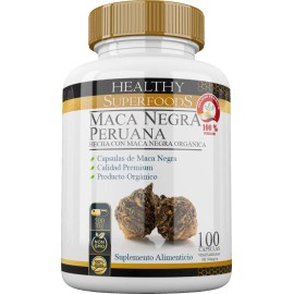 Healthy Superfoods Maca Negra (Lepidium meyenii) Pura Orgánica Premium 100 Capsulas 500mg Sabor Natural
