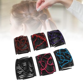 Peineta Mágica Elástica para el Cabello, 6 Piezas, Pinzas para Horquillas para el Cabello con Doble Peine Elástico Vintage, Horquillas para el Cabello sin Arrugas, Accesorios