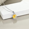 POPLYKE Sterling Silver Amber Filigree Teardrop Pendant Necklace Gemstone Crystal