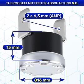 Thermostat with Fixed Interruption NC Temperature Limiter 95°C Vertical Fastons 6.3 mm MONTERAL