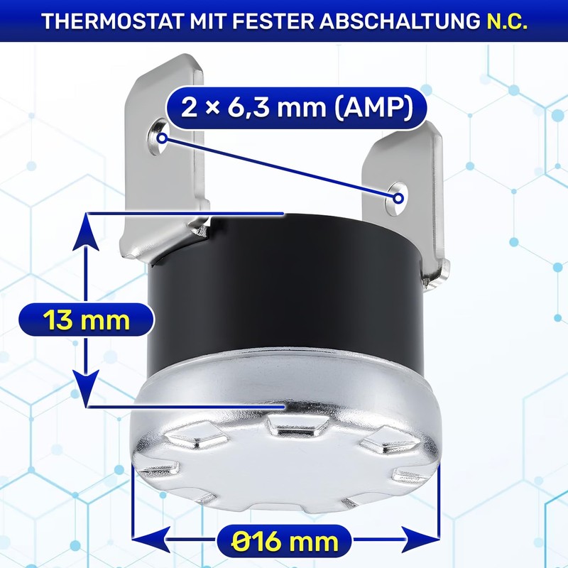 Thermostat with Fixed Interruption NC Temperature Limiter 95°C Vertical Fastons