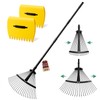 Extra Wide 22-Tines Adjustable Leaf Rake & Leaf Scoops Set,