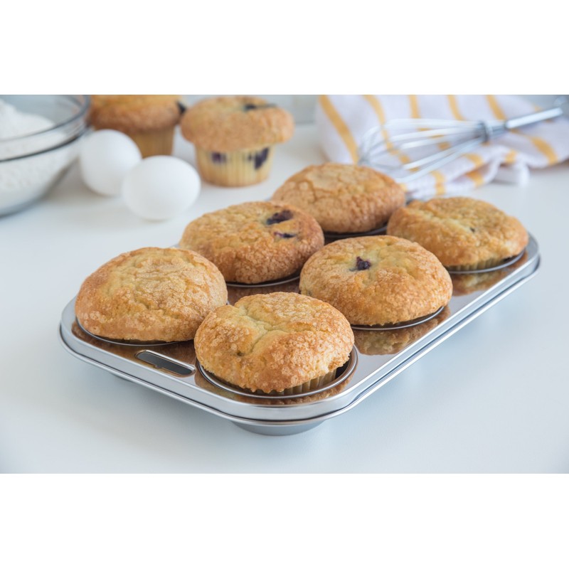 Fox Run 4867 Muffin Pan, 6 Cup, Stainless Steel