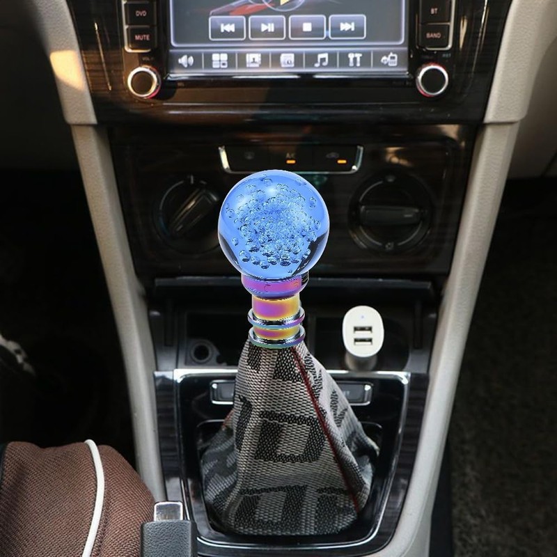 Blueshyhall Glass Crystal Shift Knob Blue Bubble, LED Multicolor Gradient