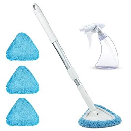 BITOPE Windshield Cleaning Tool, Car Window Cleaning Windshield Cleaner with Extendable Long Handle and 3pcs Washable Reusable Microfiber Pads, Car ,Office, Auto Inside Glass Wiper Kit