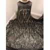 wowfabric4less123 Green Gold Black Embroidery 2way stretch sequin Lace fabric