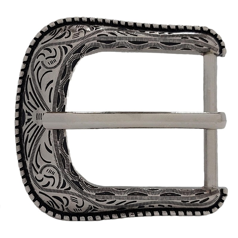 Cinturón de Piel Vacuna con Hebilla Vaquera Vintage (Café, 36)