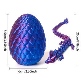 Jinccai 3D Printed Dragon Egg, Crystal Dragon Articulated, Egg Decor 3D Printed for Home/Office Desktop Decor Gift for Birthday (Red Blue)