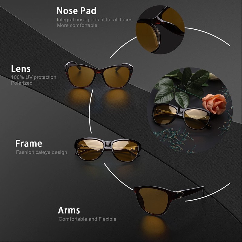 LVIOE Night Driving Glasses for Women Polarized Anti Glare Yellow