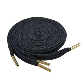 あしなか Metal Tip Ishime Flat Sneaker Shoelaces - Made in Japan, Elegant Design in Gold or Silver Tips for a Stylish Touch (Gold Tip, Black, 8mm 59.1")