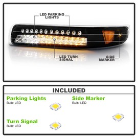 ACANII - For 1999-2002 Chevy Silverado 1500 2500 3500 00-06 Suburban Tahoe Black LED Bumper Parking Singal Lamps Lights