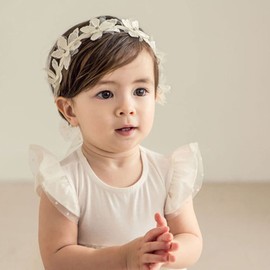 Yheahin White Lace Flower Headband for Baby Girls Toddler Christening Baptism Hairband Soft Lace Floral Birthday Party Hair Accessories for Newborn Infants Kids (Style 1, One size)