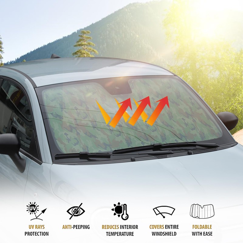Windshield Sunshade Compatible with Fiat 500 2010-2024 ，Front Window Sun