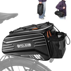 Eyein Bicycle Bag for Pannier Rack, 8.6 L Hard Shell Bicycle Pannier Rack Bag with Shoulder Strap and Bottle Holder - Waterproof & Reflective - as Shoulder Bag / Handbag for Commuting