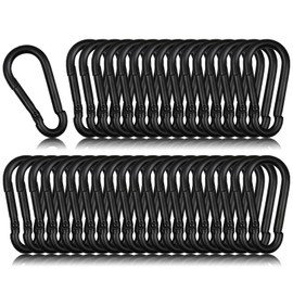 50 Pack 1.97" Heavy Duty Carabiner Clips, M5 Black Galvanized Steel Spring Snap Hooks, Rust-Resistant Keychain Clips for Hammock, Camping, Hiking, Fishing, Swing Set