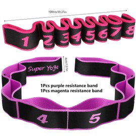 Hippodance Stretching Band, Gymnastics Band with 8 Loops, Yoga Stretch Strap, Fitness, Pilates, Physiotherapy, Stretch Strap for Asanas, Stretching