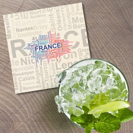 Unbranded France Word Cloud 4'' X 4'' Square Wooden Coaster