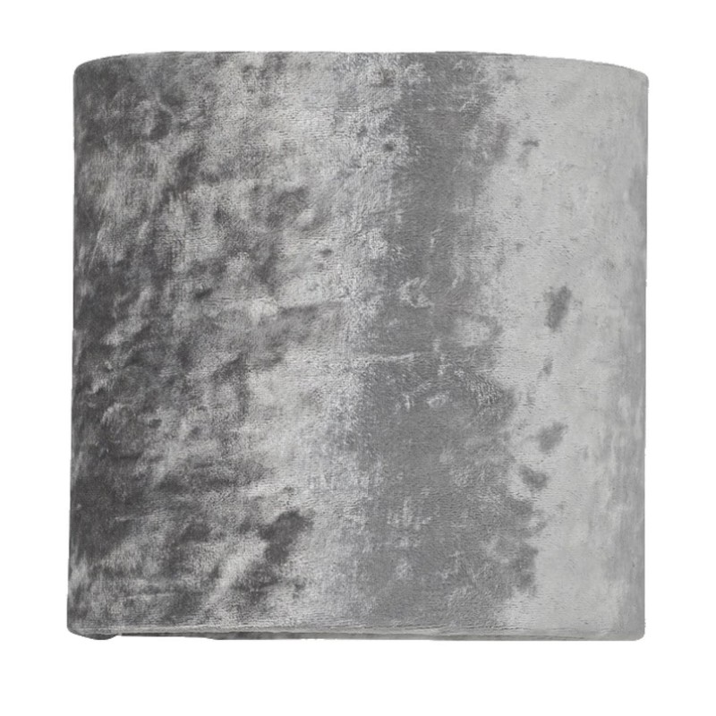 firstchoicelighting Set of 2 Grey Crushed Velvet Table Lamp Shades,